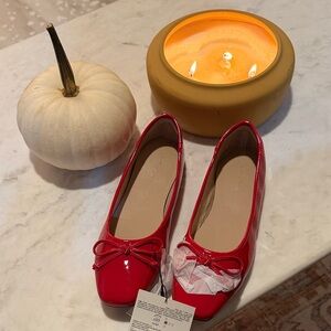 NWT THE DROP Red Patent Leather Ballet Flats 8